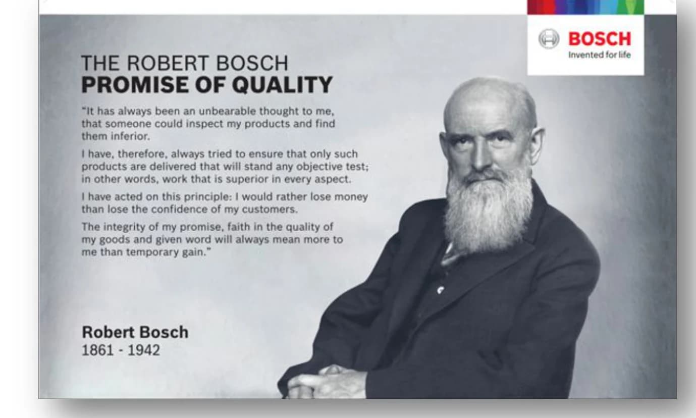 Wall branding: “The Robert Bosch promise of quality”, with a portrait of the founder