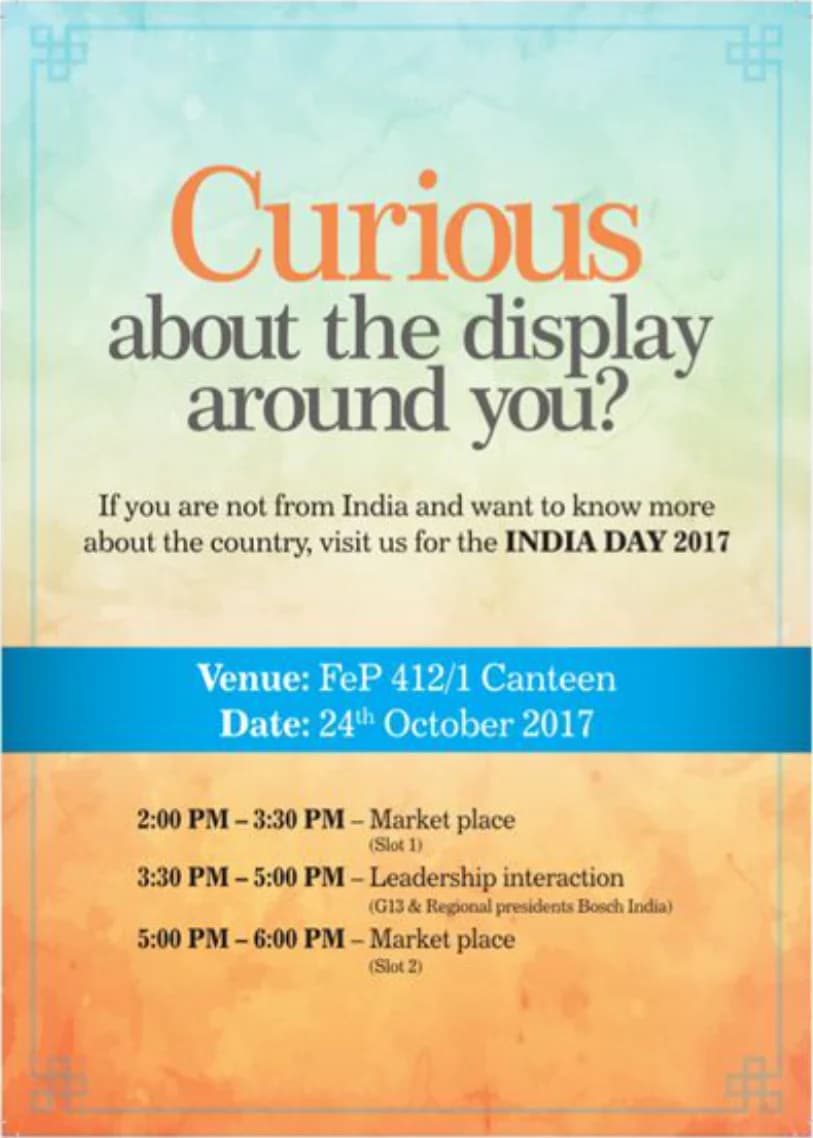 Bosch German Day Invite: “Curious about the display around you?” — the India Day 2017 programme