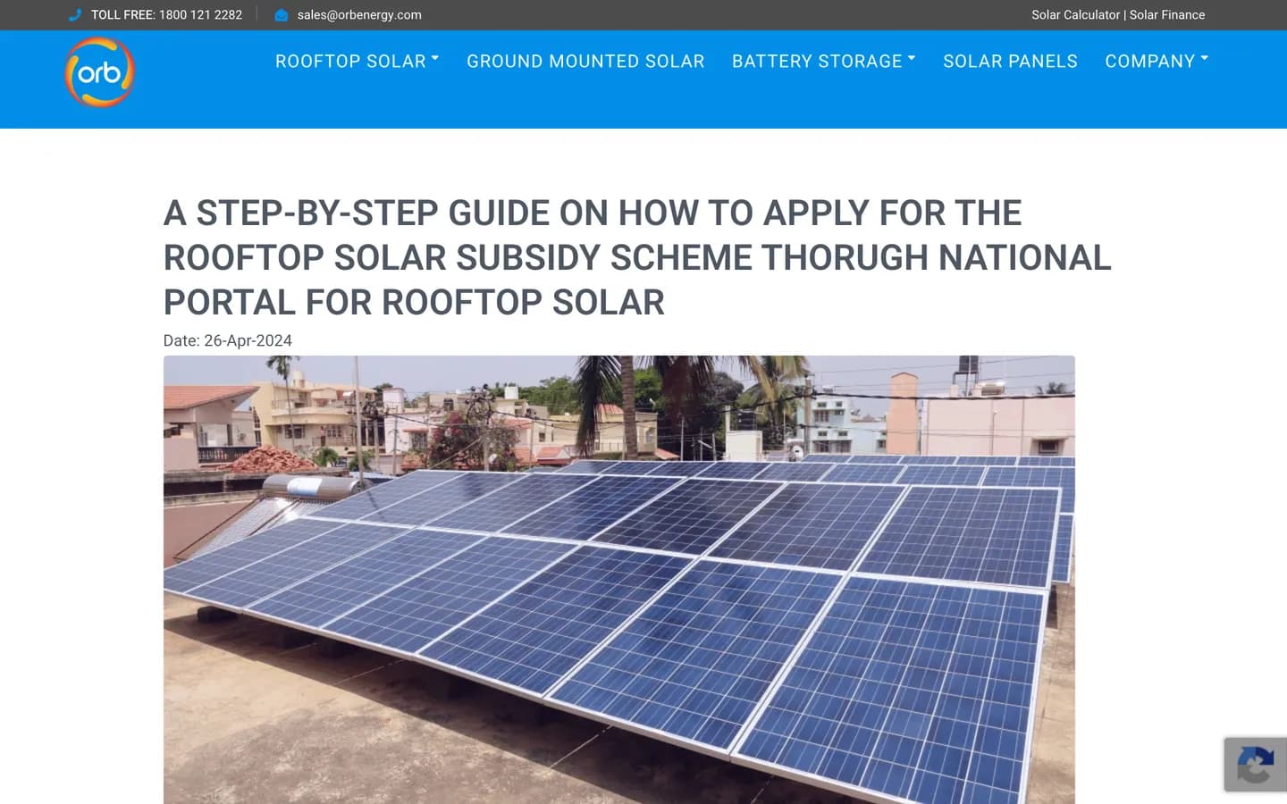 Article on orbenergy.com: How to apply for the rooftop solar subsidy scheme
