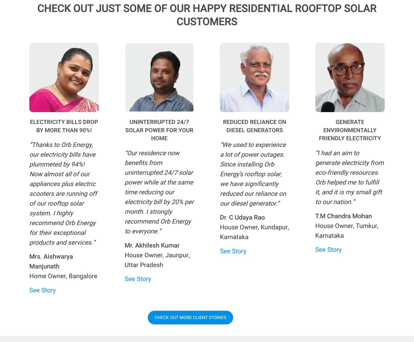 Residential Rooftop Solar page — Customer proof
