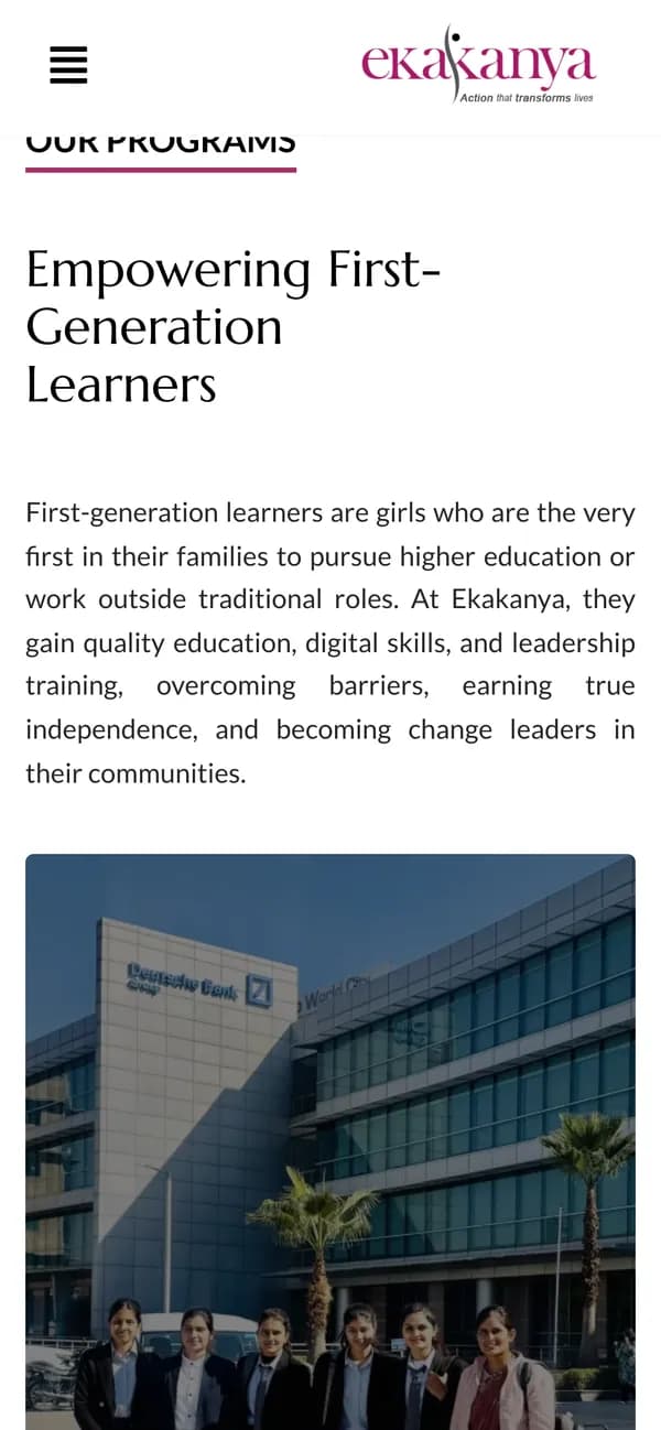 Ekakanya on mobile — Our programs