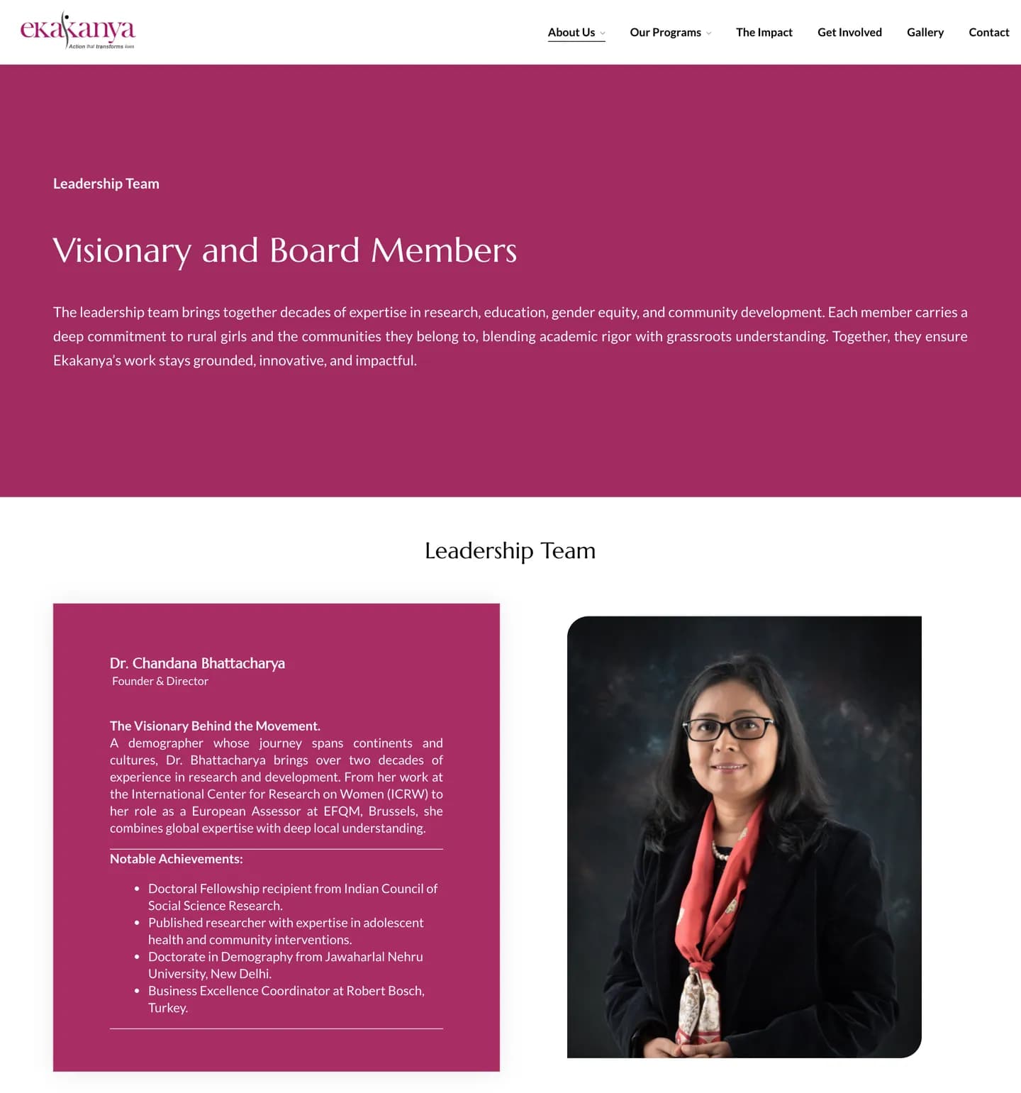 The Leadership Team page on ekakanya.org