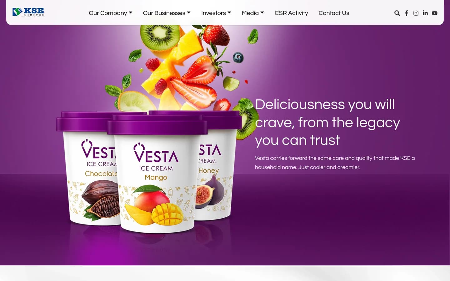 The Vesta Ice Cream page