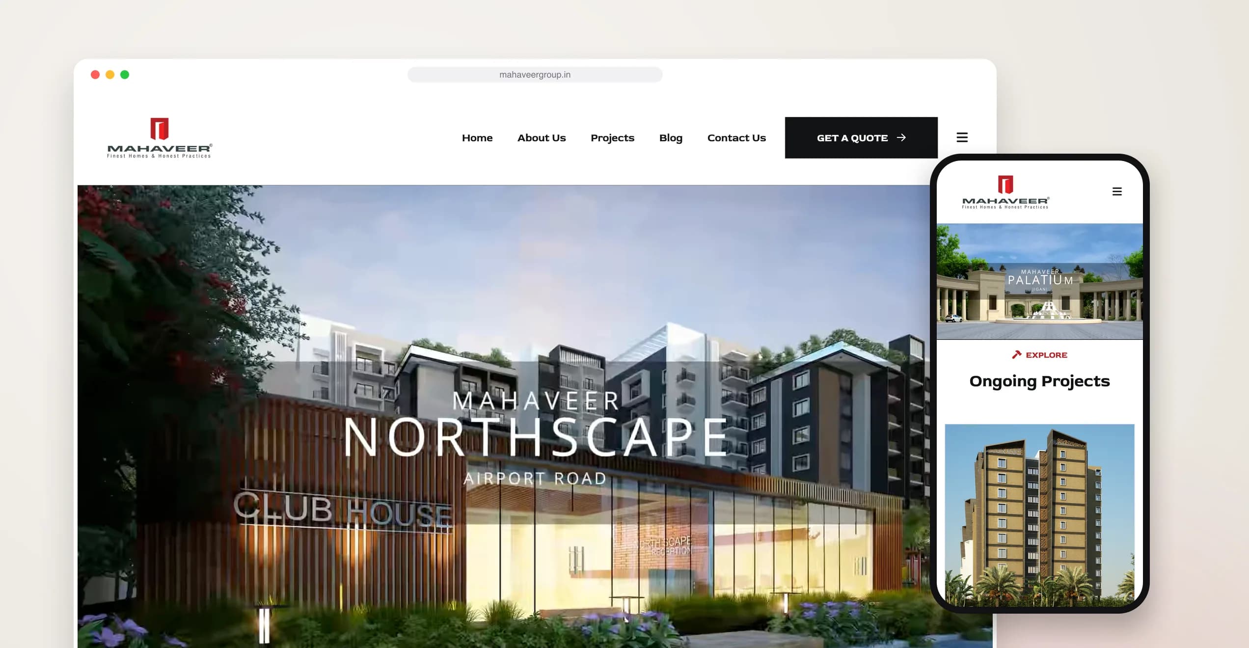The Mahaveer Group website on desktop and mobile