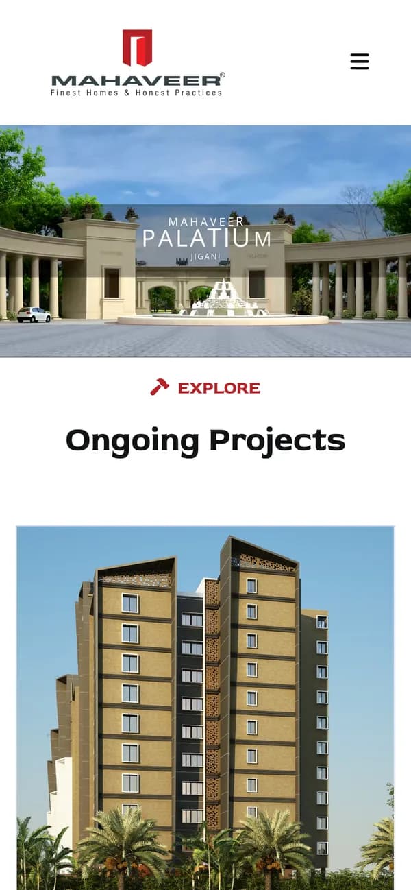 The Mahaveer Group homepage on mobile