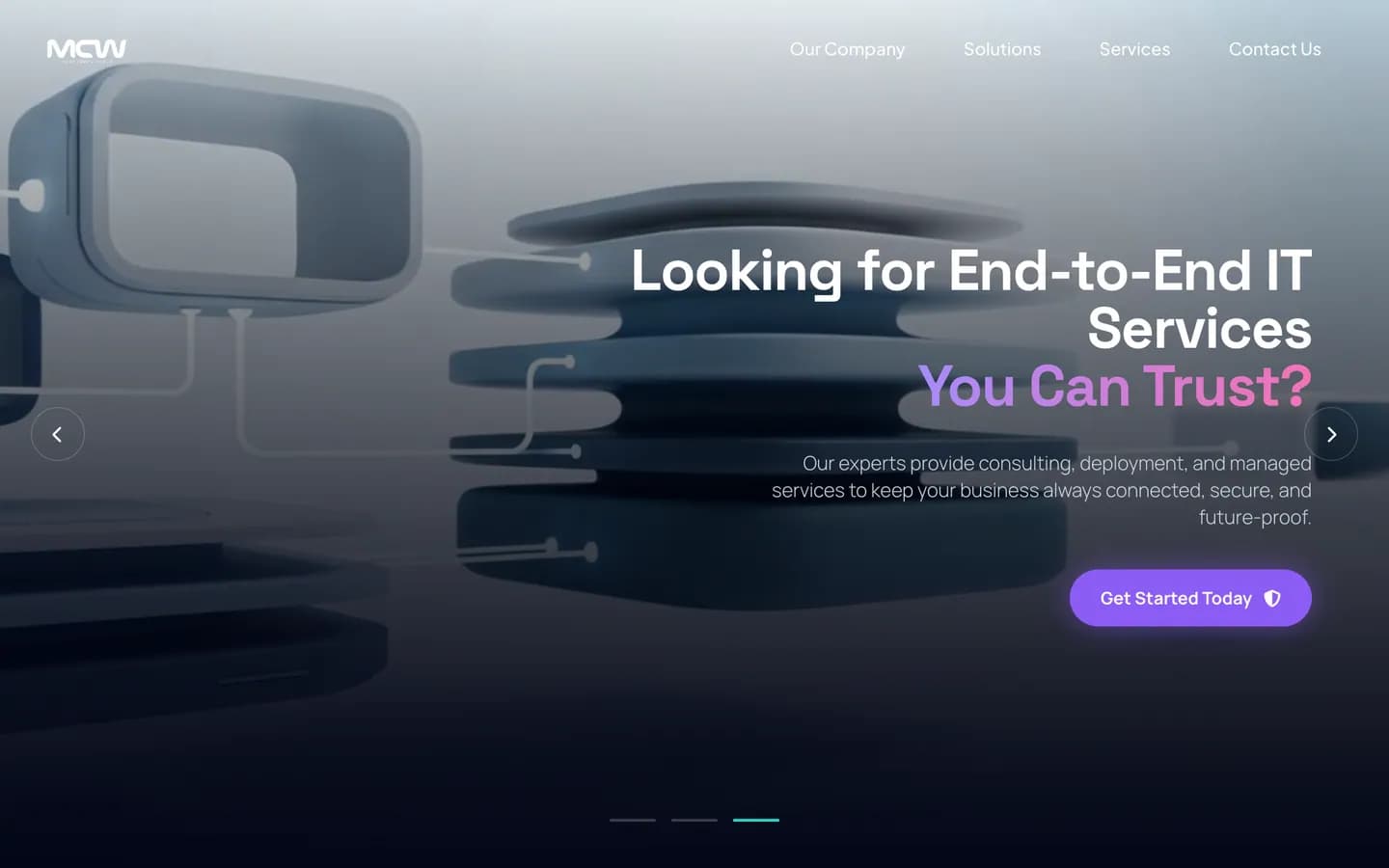 Homepage hero slide: “Looking for End-to-End IT Services You Can Trust?”