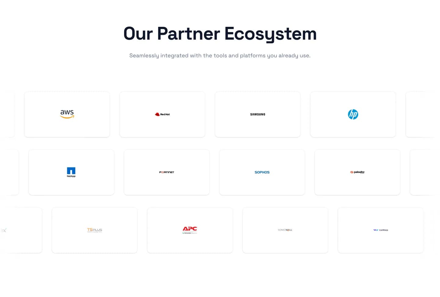 Mega Compu homepage — Partner ecosystem