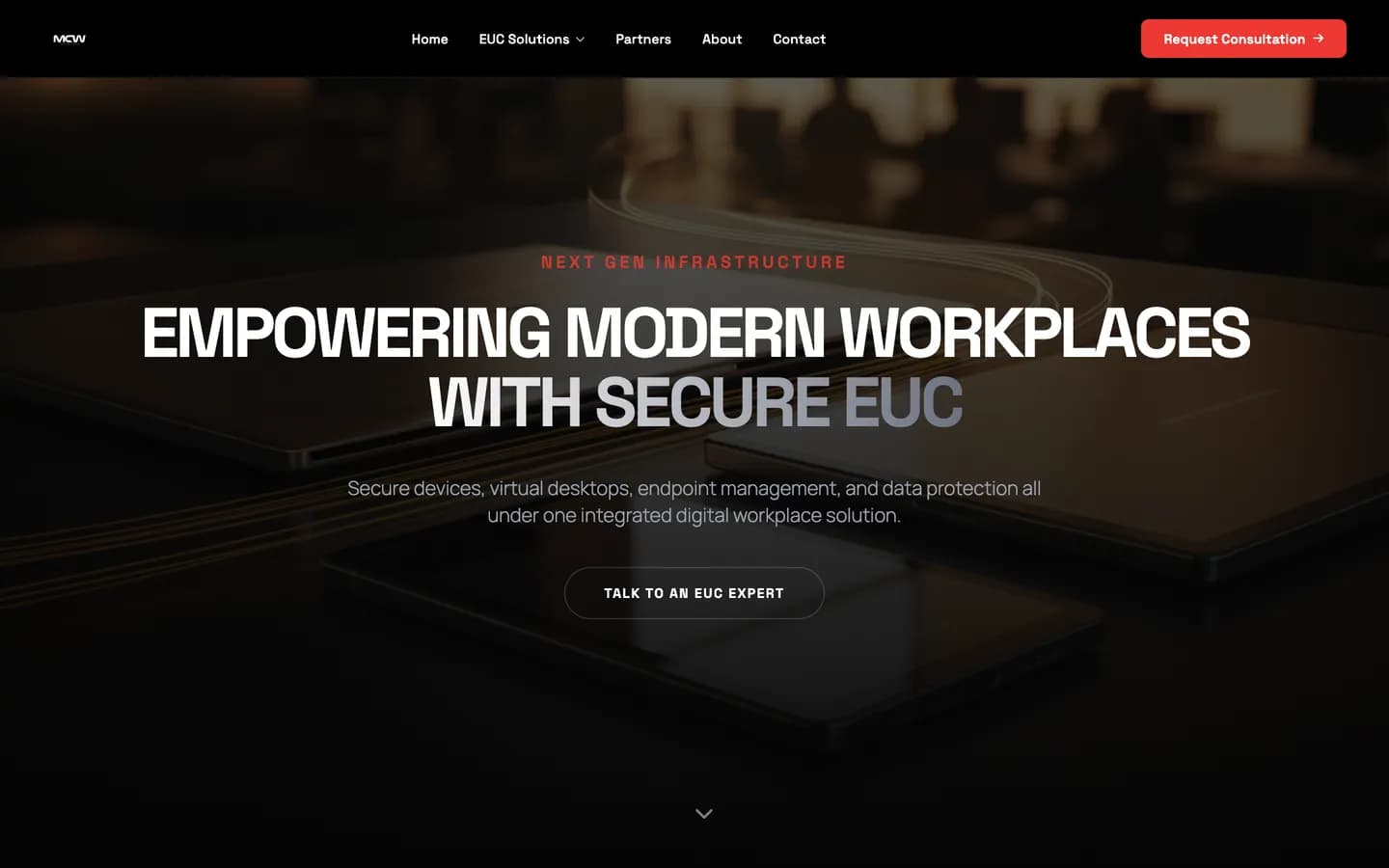 End User Computing page — “Empowering Modern Workplaces with Secure EUC”