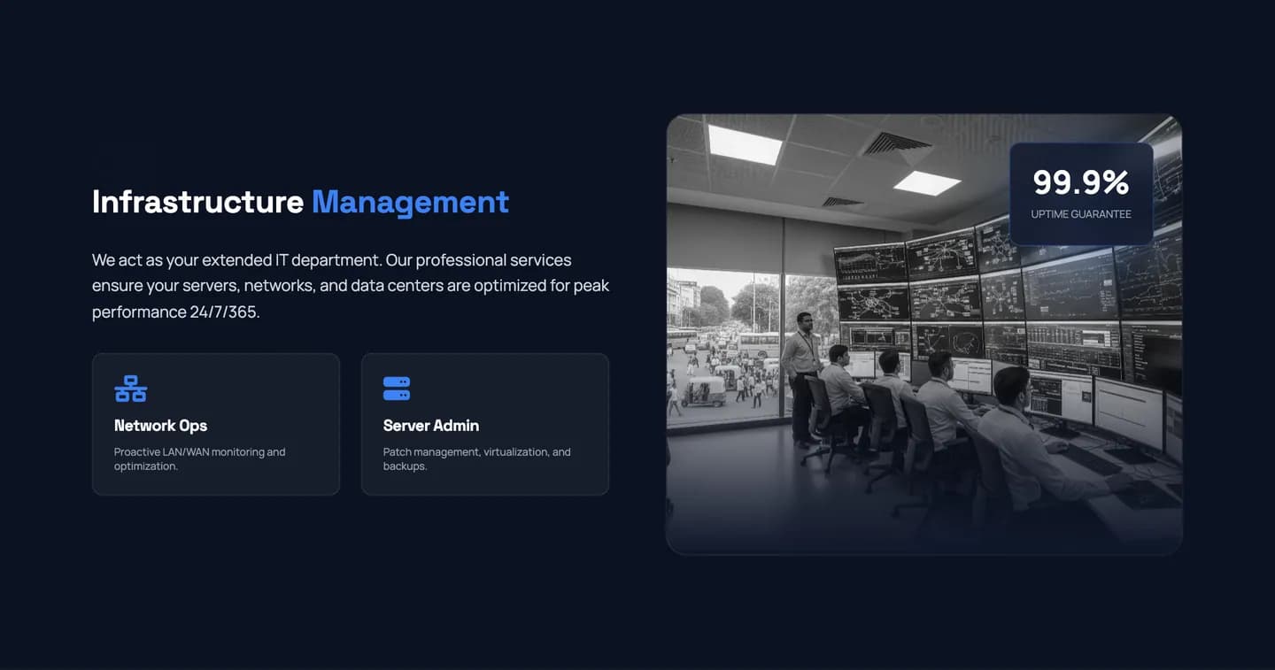 Services page — Infrastructure Management